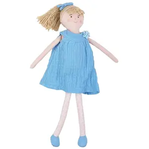 Trousselier Poupée en Robe 30 cm - Coton Bio Bleu Ciel pas cher