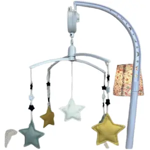 Comparateur de prix : Trousselier Trousselier - Mobile Musical Etoiles - Lin Céladon, Beige Et Bleu Gris