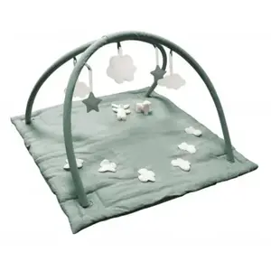 Trousselier Tapis d'Eveil Musical Carré en Lin Celadon Mouton and Lapin 90Cm pas cher