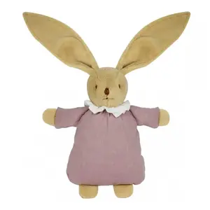 Trousselier Hochet peluche lapin nid d'ange en coton bio vieux rose pas cher