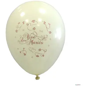 RueDeLaFete Ballon crème Vive Les Mariés X10 pas cher