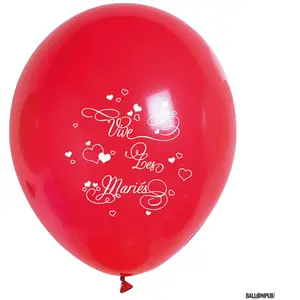 RueDeLaFete Sachet 10 ballons Vive Les Mariés, Rouge pas cher