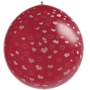 RueDeLaFete 1 Ballon GéANT bordeaux avec coeurs - 1 mètre pas cher