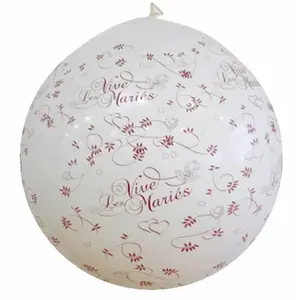RueDeLaFete 1 Ballon GéANT Blanc, vive les mariés - 1 mètre pas cher