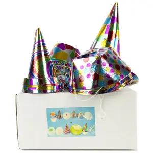RueDeLaFete Set de 50 petits Chapeaux carton Métallisés multicolores assortis pas cher