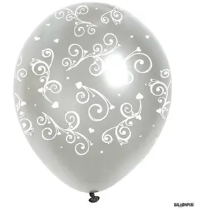 RueDeLaFete Sachet de 8 ballons décos Arabesques, métalliques Argent pas cher