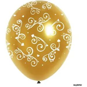 RueDeLaFete Sachet de 8 ballons décos Arabesques, métalliques Or pas cher