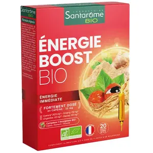 Comparateur de prix : Santarome Bio - Energie Boost Bio - Coup d'énergie immédiat - 20 ampoules
