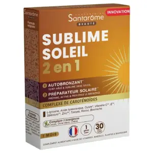 Santarome Sublime Soleil 2en1 Autobronzant et Préparateur Solaire 30 Comprimés