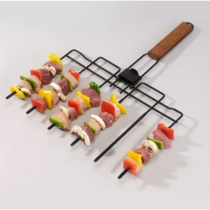 Outiror - astuceo - Brochette barbecue 6 en 1 pliable avec manche en bois pas cher