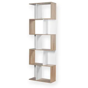 CASAME CALICOSY - Bibliothèque Multi-cases H180 cm - Décor Bois et Blanc pas cher