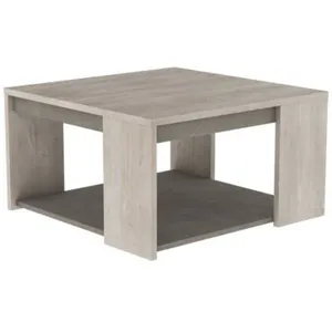 CALICOSY Table basse carrée l80 cm - décor chêne et béton - antibes pas cher