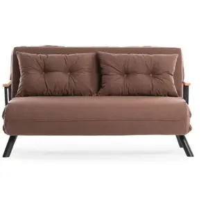 CALICOSY Canapé lit 2 places convertible l133 cm - marron pas cher