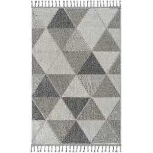 Calicosy Tapis rectangulaire gris à motifs triangles - 100x150 cm pas cher
