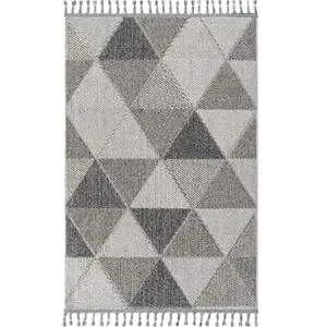 Calicosy Tapis rectangulaire gris à motifs triangles - 120x180 cm pas cher