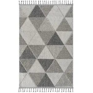 Calicosy Tapis rectangulaire gris à motifs triangles - 160 x 200 cm pas cher