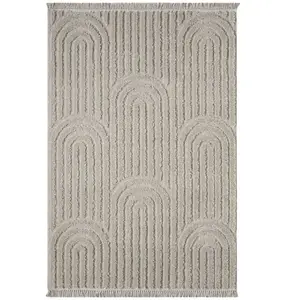 Calicosy Tapis rectangulaire beige à motifs abstraits creusés - 140x200 cm pas cher