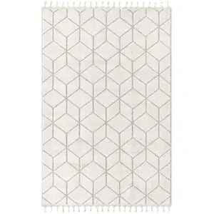 Calicosy Tapis rectangulaire écru à motifs géométriques noirs - 100x150 cm pas cher