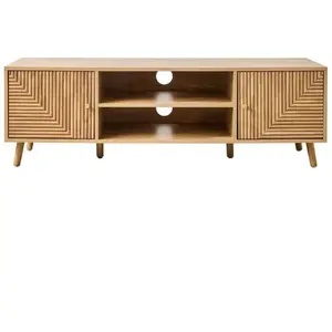 CALICOSY Meuble tv 2 portes avec façades effet lames en l, l140 cm - eden pas cher