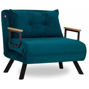 CALICOSY Fauteuil convertible en tissu L67 cm - Vert pas cher