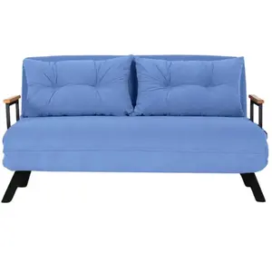 CALICOSY Canapé lit 2 places convertible L133 cm - Bleu pas cher