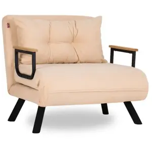 Calicosy Fauteuil convertible en tissu L67 cm - Beige pas cher
