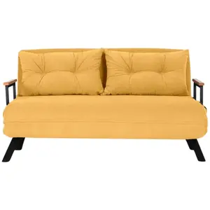 CALICOSY Canapé lit 2 places convertible L133 cm - Jaune pas cher