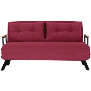 CALICOSY Canapé lit 2 places convertible l133 cm - bordeaux pas cher