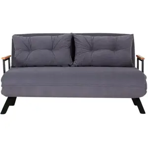 CALICOSY Canapé lit 2 places convertible l133 cm - gris pas cher