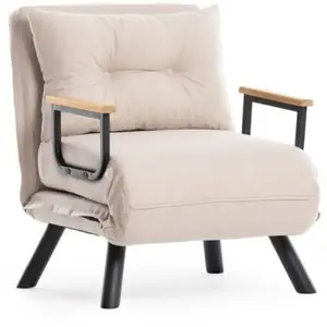 Calicosy Fauteuil convertible en tissu L67 cm - Beige pas cher