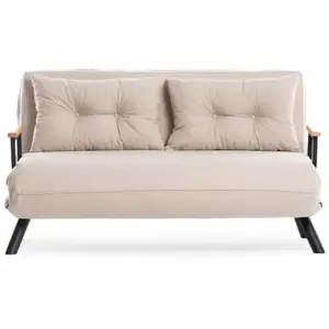 CALICOSY Canapé lit 2 places convertible L133 cm - Beige