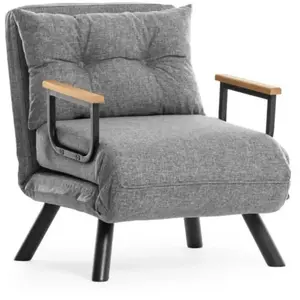 CALICOSY Fauteuil convertible en tissu L67 cm - Gris clair pas cher