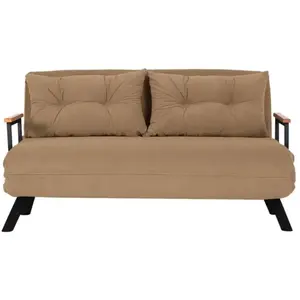 CALICOSY Canapé lit 2 places convertible l133 cm - taupe pas cher