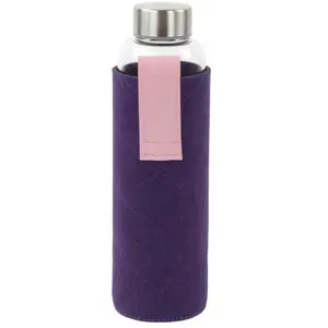 Yoko Design Bouteille en verre avec pochette en feutrine 550ml - Violet pas cher