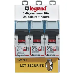 LEGRAND Lot de 3 disjoncteurs dnx³ unipolaire + neutre 10a pas cher