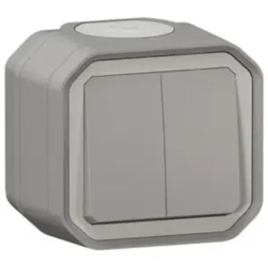 Comparateur de prix : Double interrupteur Legrand Plexo gris en saillie