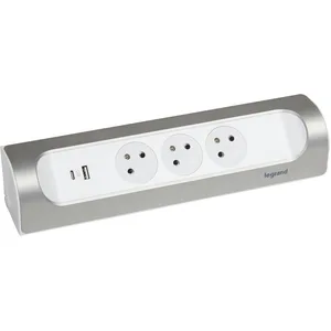 Comparateur de prix : Multiprise 3 prises + 1 x USB-A + 1 x USB-C Legrand blanc et aluminium