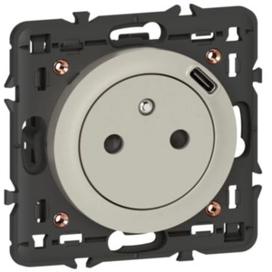 Prise Surface Céliane + chargeur USB-C intégré - Titane - 068427 - Legrand