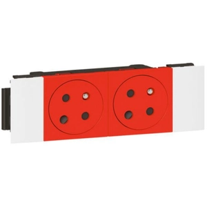 LEGRAND Double prise 2P+T Mosaic surface à détrompage - Pour goulotte - Clippage direct - Rouge pas cher