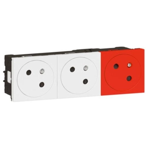 Legrand 077190L Triple Prises de Courant Surface Mosaic Link Prémontées, 2 Prises Blanches, 1 Prise Rouge pas cher