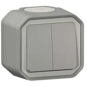 Comparateur de prix : Legrand Commande double interrupteur ou poussoir Plexo complet saillie gris (069715L)