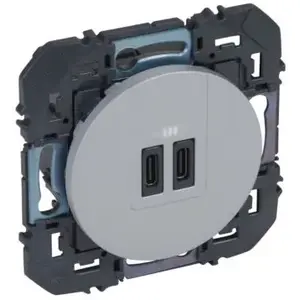 Legrand - Double chargeur usb TypeC dooxie 3A finition alu 095295 pas cher
