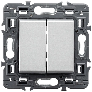 Interrupteur double valena next 1P 10A aluminium Legrand 741344 pas cher