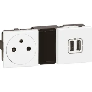Comparateur de prix : Legrand Prise de courant + chargeur 2 USB Mosaic, Blanc - LEG99605
