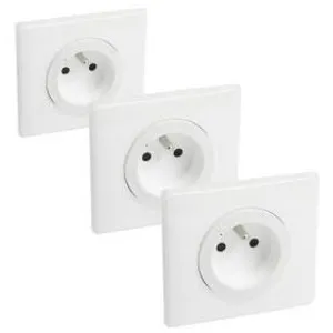 Legrand Pack de 3 prises Céliane with Netatmo 16 A avec plaque Blanc Yesterday