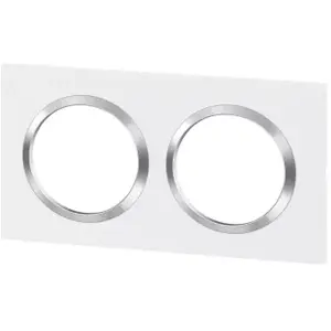Comparateur de prix : LEGRAND Plaque carrée dooxie 2 postes finition blanc avec bague effet chrome