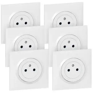 Comparateur de prix : Legrand - Lot de 6 prises de courant complètes 2P+T 16A Dooxie - Blanc