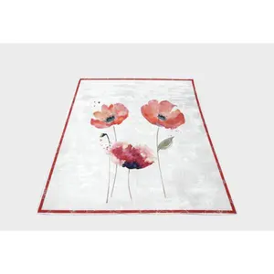 Comparateur de prix : SOLEIL D'OCRE Plaid sherpa COQUELICOT 130x150 cm - Blanc et rouge