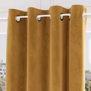 Comparateur de prix : Soleil d'ocre, Velvet Rideau à oeillets velours, Jaune, 140x250 cm