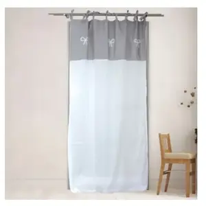 Soleil d'ocre 034681 Emilie Voile Brodé à Nouettes Coton Gris 140 x 240 cm pas cher